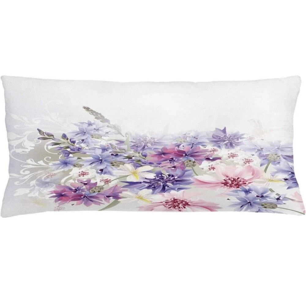 Ambesonne Lavender Throw Pillow Cushion Cover, Pastel Cornflowers 36x16 (1pc)